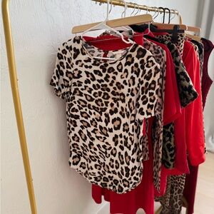 Leopard Print Short Sleeve Top